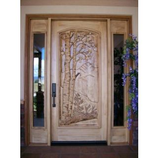 Luxurious Butternut Wood Front Door with Sidelites