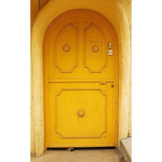 Vintage Moroccan Yellow Wood Door - Handcrafted Luxury