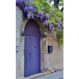 Luxury Violet Wood Door with Hand-Carved Stripes