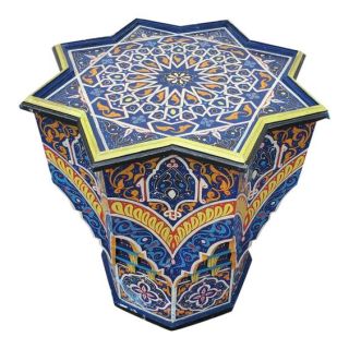 Moroccan Hand-Painted Wood Coffee Table