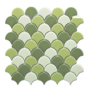Moroccan White Olive Green Fish Scale Tiles