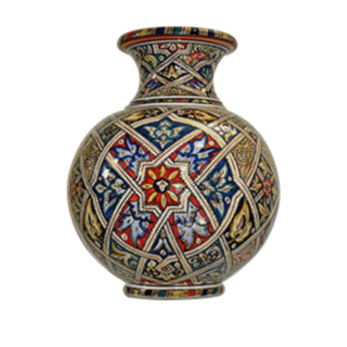 Moroccan Handcrafted Ceramic Vase - Vibrant Red & Blue Palette