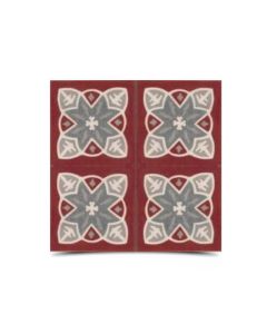 Dark red with light grey Moroccan Hand Painted tile