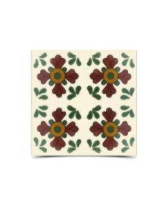 Old Green And Red Moroccan Hand Painted Tile