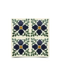 Dark Green And Blue Moroccan Hand Painted Tile