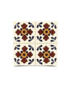 Dark blue And Red Moroccan Hand Painted Tile