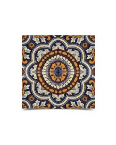 Mustard And Blue Moroccan Hand Painted Tile