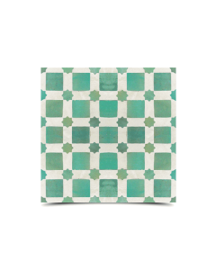 Moroccan Green Mosaic Tiles - Teal and White Pattern with Olive Stars