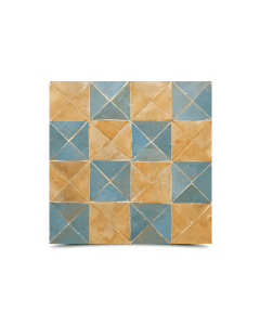 Moroccan Blue & Beige Mosaic Tiles - Small Triangles Medium Squares