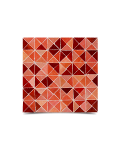 Moroccan Red Mosaic Tiles - Handmade Cubic Motif