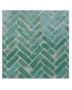 Deep Green Handmade Moroccan Bejmat Tiles - Vintage Elegance for Indoor & Outdoor