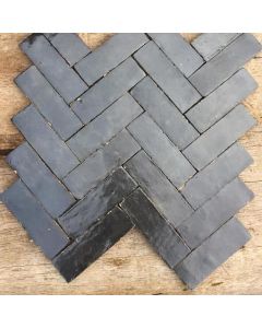 Jet Black Bejmat Tiles - Moroccan Handcrafted Elegance
