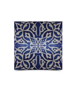 Moroccan Blue-Grey Hand-Painted Ceramic Tile - Vintage Arabesque Motif