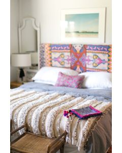 Moroccan Wool Blanket - Hand-Woven Cotton Blanket for Bed or Sofa with Customizable Dimensions