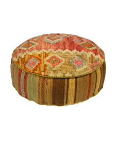 Moroccan Kilim Carpet Pouf - Handmade Vintage Seating
