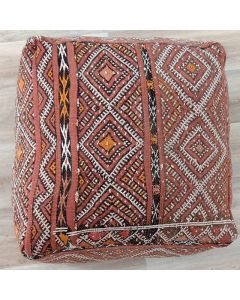 Moroccan Kilim Square Pouf - Vintage Handmade Carpet Pouf