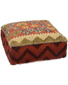 Moroccan Handmade Wool & Cotton Pouf – Southwestern Ikat Design