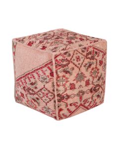 Vintage Moroccan Kilim Pouf - Handcrafted Square Pouf