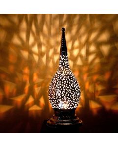 Moroccan Silver Metal Floor Lamp - Handcrafted Vintage Lighting