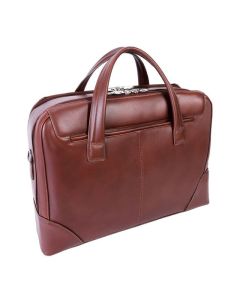 Burgundy Leather Laptop Bag with Multiple Compartments