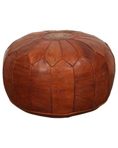 Exquisite Moroccan Leather Pouf 052 - Handmade Luxury Seating