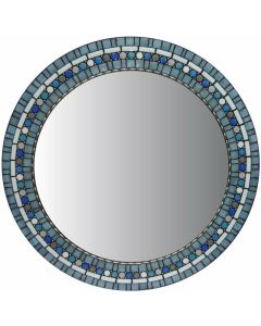 Handcrafted Round Moroccan Teal Tile Mosaic Mirror