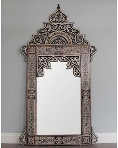 Rectangular Moroccan Metal Mirror with Intricate Designs