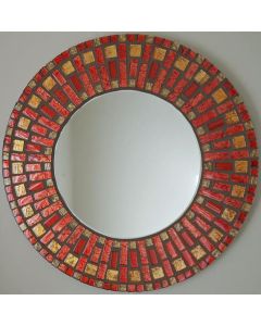 Exquisite Red and Gold Moroccan Mosaic Mirror with Custom Dimensions