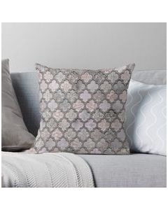 Gray Moroccan Handwoven Throw Pillow - Custom Dimensions & Zipper Design