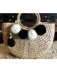Moroccan Eco-Friendly Pom Pom Basket: Stylish & Versatile