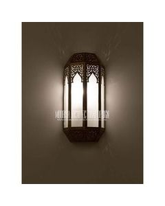 Moroccan Silver Metal Handcrafted Wall Lamp - Vintage Style