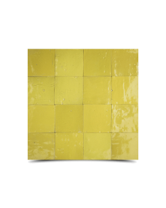 Moroccan Yellow Mosaic Tiles - Handmade Glazed Solid 6x6 Inch Arrangement