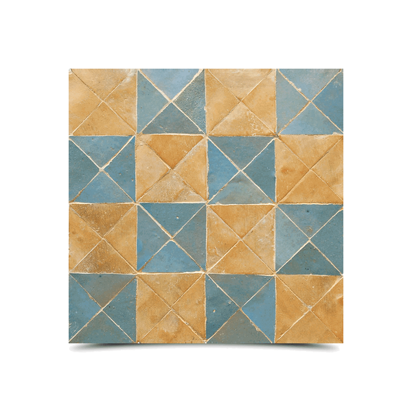 Moroccan Blue & Beige Mosaic Tiles - Small Triangles Medium Squares