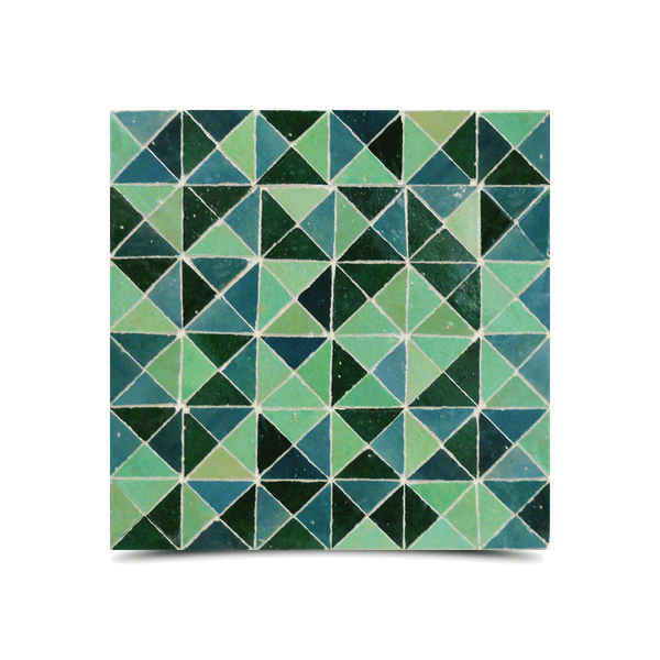 Chic Green Moroccan Mosaic Tiles - Handmade Cubic Design