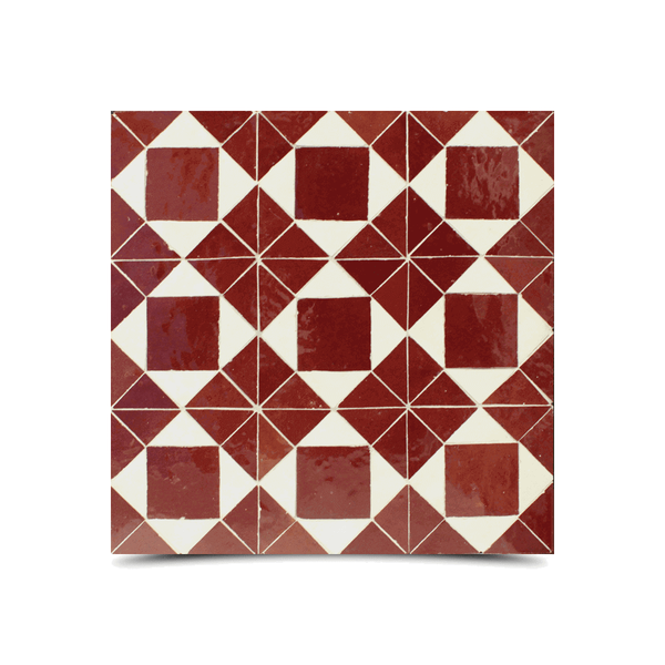 Moroccan Red & White Mosaic Tiles - Small Triangles & Squares