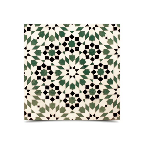 Moroccan Green Mosaic Tiles - Intricate Stars & Floral Design
