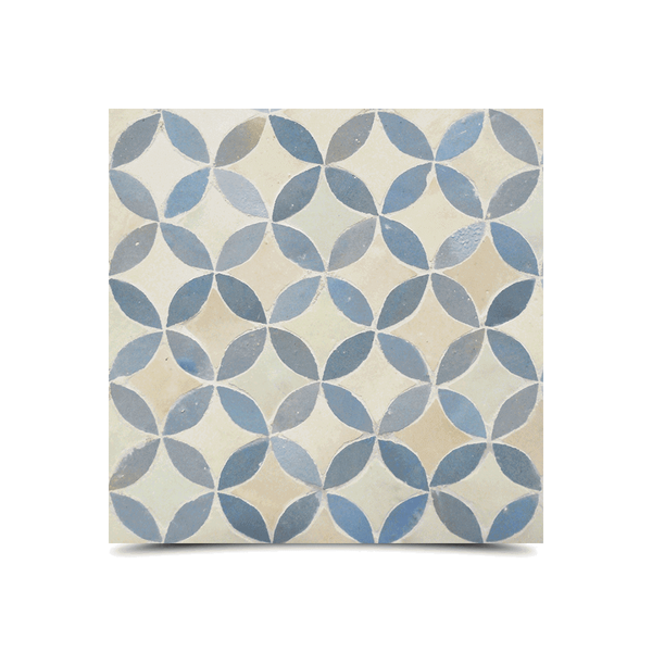 Moroccan Mosaic Pattern Blue & Beige Tiles - Handmade Geometric Design