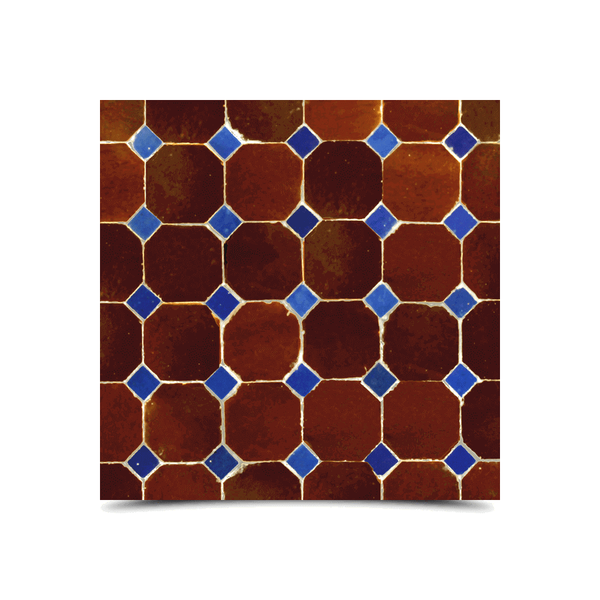Moroccan Mosaic Brown & Blue Tiles - Handcrafted Vintage Charm