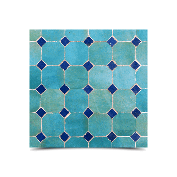 Moroccan Blue Mosaic Pattern Tiles | Handmade Glazed Design