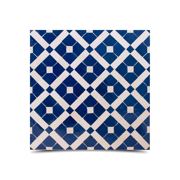 Luxury Moroccan Blue & White Mosaic Tiles - Handcrafted Geometric Design