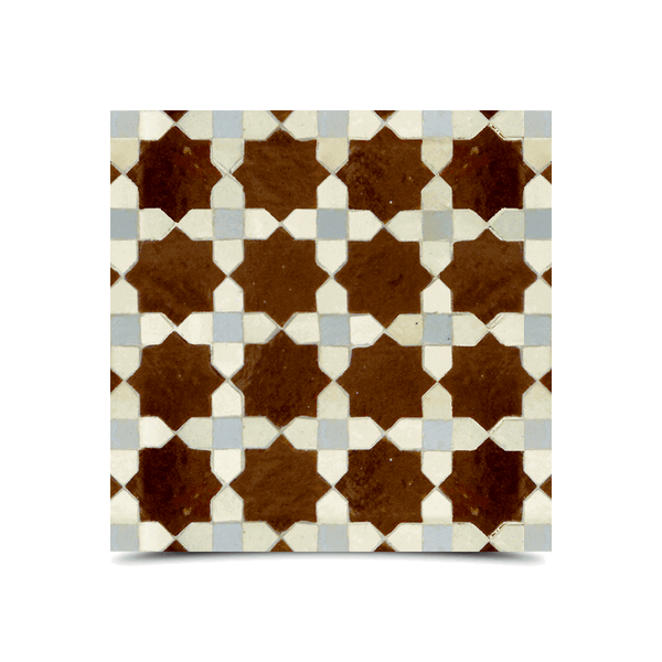 Enduring Moroccan Mosaic Brown & White Tiles - Vintage Elegance