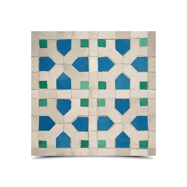 Moroccan Mosaic Tiles - Gray, Blue & Green Geometric Pattern