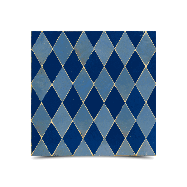 Moroccan Mosaic Pattern Tiles - Light Beige & Navy Blue - 194