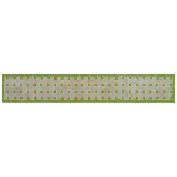 Moroccan Green Geometric Mosaic Border Tile - Vibrant & Stylish