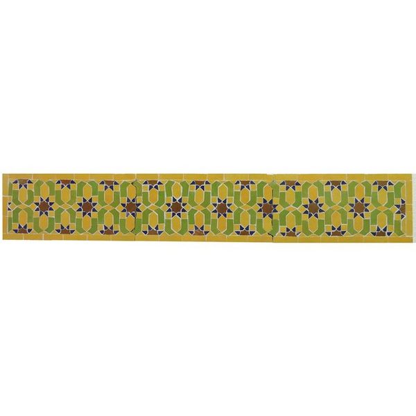Moroccan Mosaic Border Tiles - Vibrant Yellow, Black & Red Stars