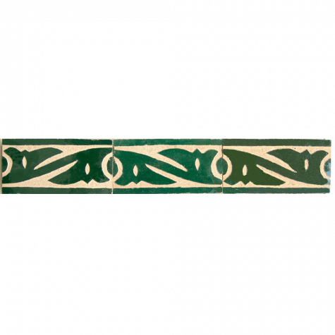 Moroccan Mosaic Border Tiles in Green - Intricate Floral Patterns