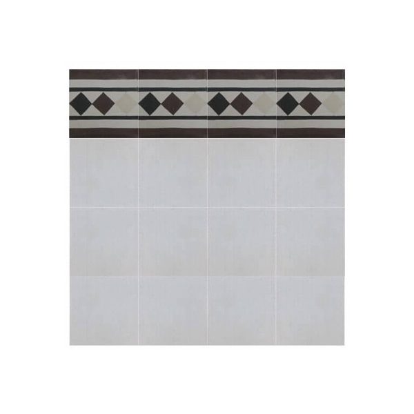 Elegant Black & White Moroccan Cement Border Tile