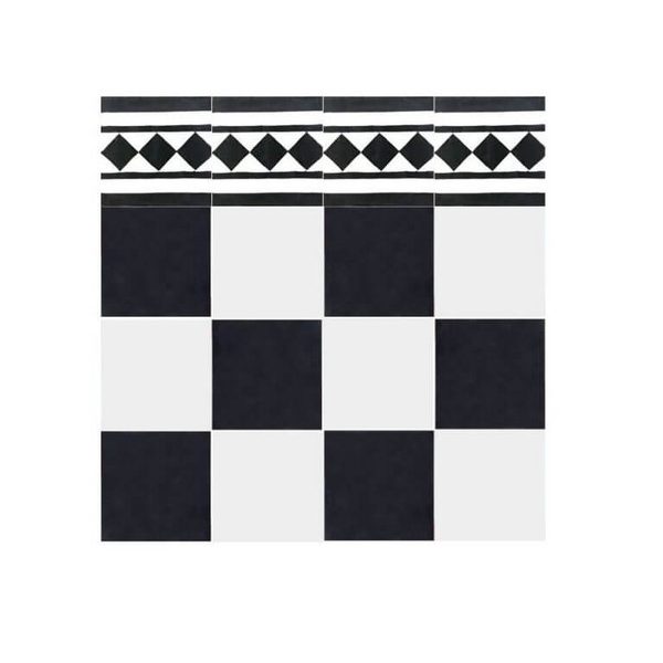 Moroccan Cement Border Tiles - White & Black Pattern, Durable & Stylish