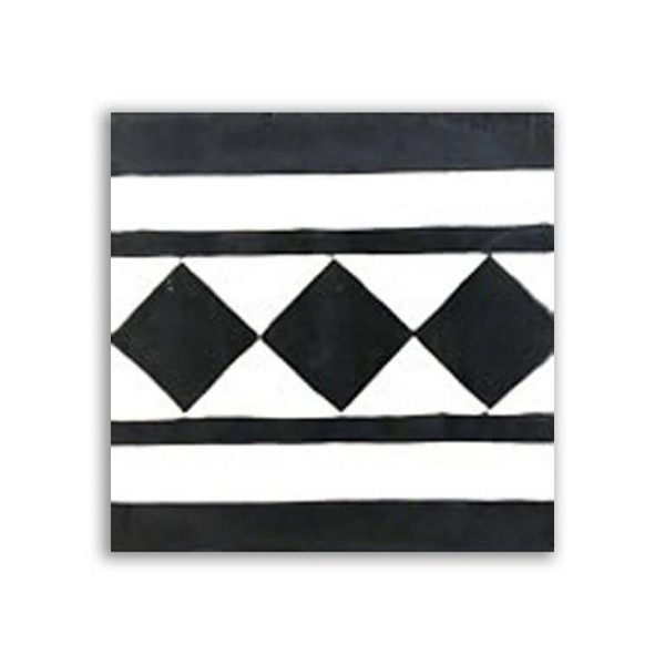 Moroccan Cement Border Tile - Black & White | 263