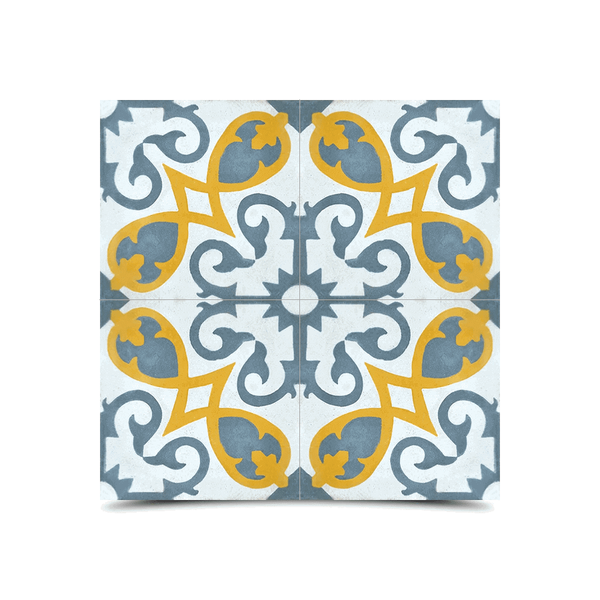 Moroccan Floral Blue & Yellow Cement Tiles - Handcrafted & Durable